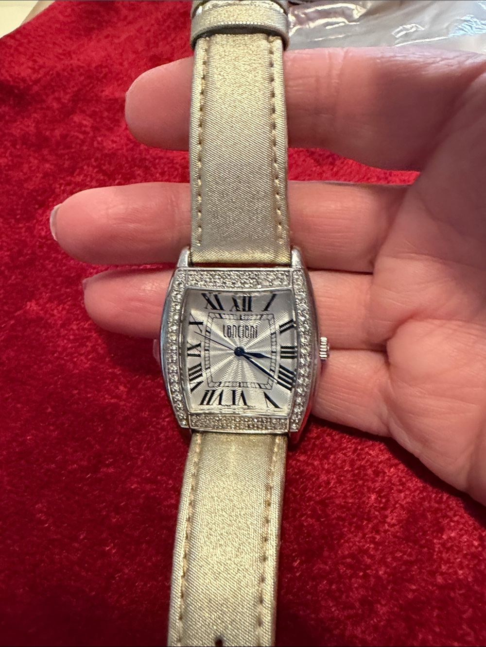 Lanciani Silver Dial Watch with Champagne Strap like new works